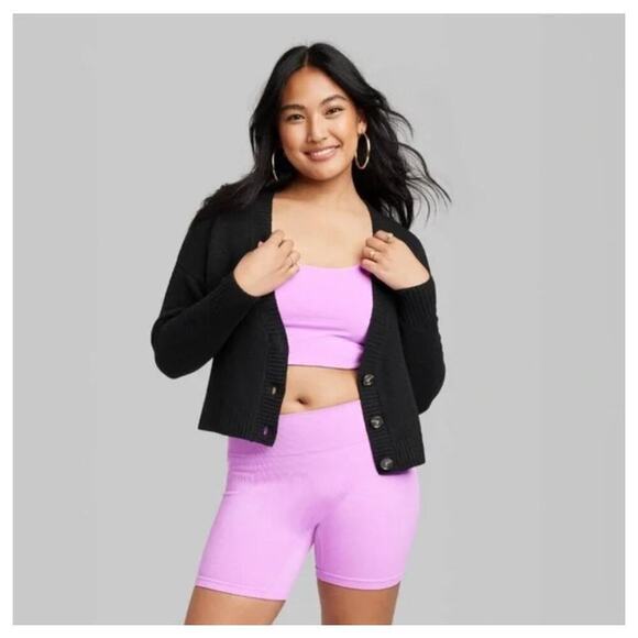 Wild Fable Black V-Neck Slouchy Cardigan Cropped Layering Topper Size M - Picture 6 of 7